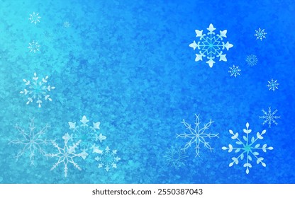 Winter background, snowflakes on a beautiful background, Christmas background for cards, snowfall. Snowy natural landscape