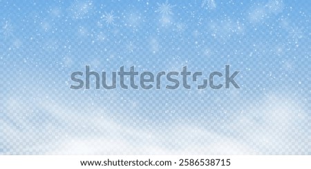 Winter background, snowflakes on a beautiful background, Christmas background for cards, snowfall. Snowy nature landscape, winter dust png.