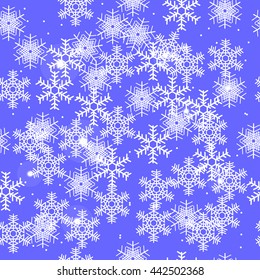 winter background with snowflakes on a blue background, Merry Christmas