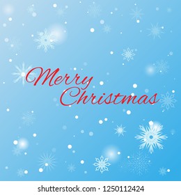 Winter background with snowflakes on Merry Christmas