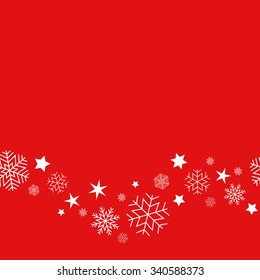 Winter background with snowflakes on a red background. Vector, seamless pattern