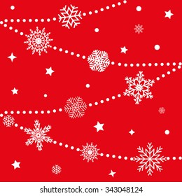 Winter background with snowflakes on a red background. Vector