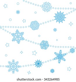 Winter background with snowflakes on a white background. Vector
