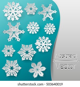 winter background with snowflakes Origami