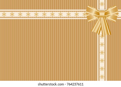 Winter background with snowflakes pattern, ribbons and bow. Vector illustration EPS10 for Christmas or New Year card