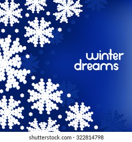 Winter background with snowflakes and place for your text. Vector illustration.