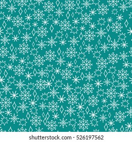 Winter background with snowflakes. Seamless vector illustration. Collection pattern on for New Year  and Christmas greeting card.