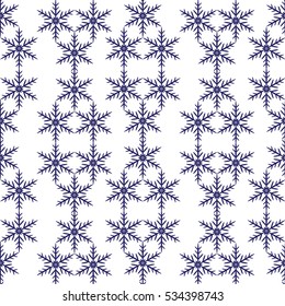 Winter background with snowflakes. Simple seamless order background of snowflake vector