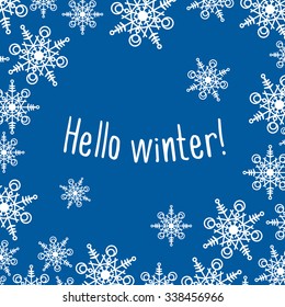 Winter background with snowflakes. Sketch, design elements. Christmas, New Year. Vector illustration.
