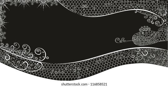Winter background with snowflakes and  snake.Editable and scalable vector