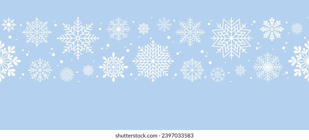 Winter background with snowflakes and snow. Seamless pattern. Vector illustration for cover, banner, poster, web, textiles and packaging. 
