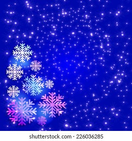 winter background with snowflakes and snowfall