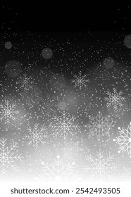 Winter background with snowflakes. Snowfall weather texture. Christmas design template. Vector illustration