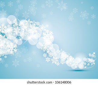 winter background with snowflakes swirling