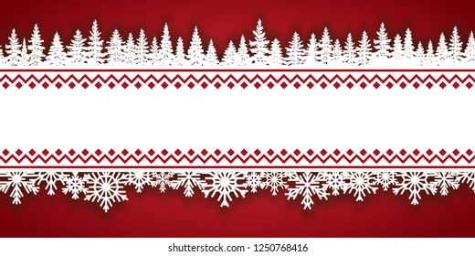 Winter background, snowflakes and trees, vector illustration, EPS10