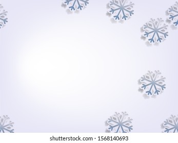 Winter background with snowflakes. Vector illustration in white and blue colors. 