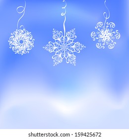 winter background with snowflakes, vector illustration