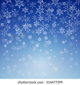 Winter background with snowflakes. Vector illustration