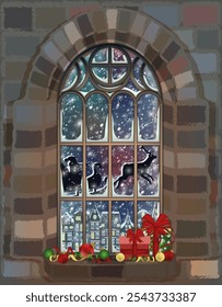 Winter background with snowflakes y Santa Claus, vector illustration