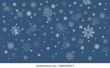 Winter background. It's snowing! It's Falling snowflakes on dark blue background. Vector illustration.