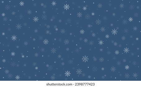 Winter background. It's snowing! It's Falling snowflakes on dark blue background. Vector illustration.