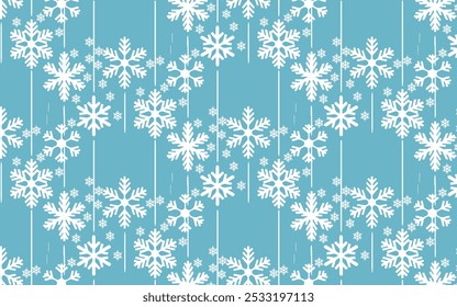 Fundo de inverno. Está nevando! É a queda de flocos de neve no fundo azul. Ilustração vetorial.
