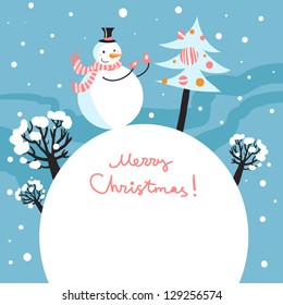 Winter background with Snowman