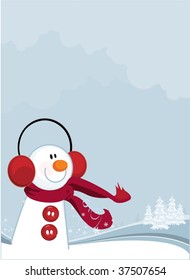 winter background with snowman