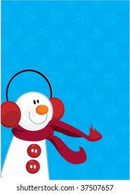 winter background with snowman