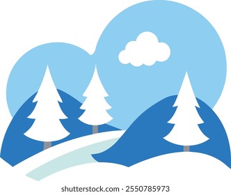 Winter background in snowman vector art sillhouette style