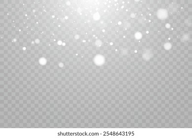 Winter background with snowstorm effect and snowflakes. Vector texture of cold Christmas snowstorm with snowflakes on transparent background.
