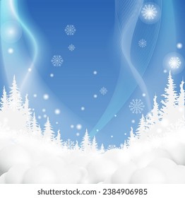 Winter background with snowy fir trees