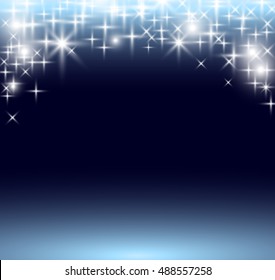 Winter background. Starry Night Sky. Magic shine. Cold weather banner.