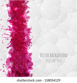 Winter background with stars and blue splashes on white. Place for your text. Vector illustration. 