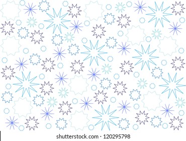 winter background with stars and snow flakes silhouettes isolated on white, christmas paper design