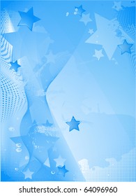 Winter background with stars and waves