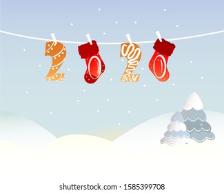 Winter background sunrise red sock gift
