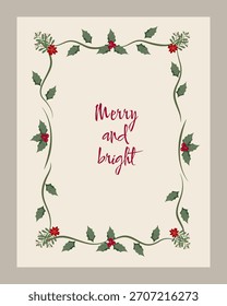 Fondo de invierno Plantilla muérdago Colección Ilustración de invierno Elementos de diseño de Vector Bayas brillantes para decorar regalos de Navidad e imprimir