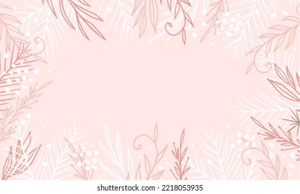 Winterhintergrund für Text mit Ästen und Blättern. Leerer Platz für Text. Banner für Text mit natürlichen Ornamenten. Festliche Dekoration.