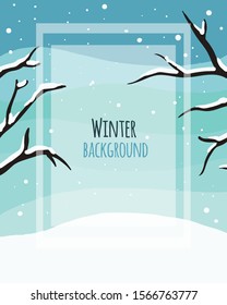 Winter background. Winter tree. A fairytale winter landscape. There is a tree with a blue background. Vector illustration