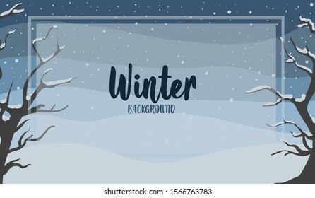 Winter background. Winter tree. A fairytale winter landscape. There is a tree with a blue background. Vector illustration