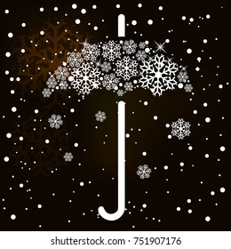Winter background with umbrella