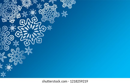 Winter background with various  snowflakes. Vector graphic  pattern.