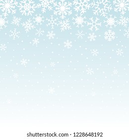 Winter background with various  snowflakes. Vector graphic pattern.