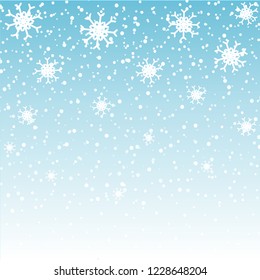 Winter background with various  snowflakes. Vector graphic pattern.