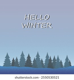 Winter background vector art. Winter landscape with snow. Snowy background. Snowfall. Blizzard. Winter Season. Winter pines forest.