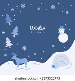 Winter Background Vector Flat Design