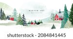 Winter background vector. Hand painted watercolor drawing for Christmas  and Happy New Year season. Background design for invitation, cards, social post, ad, cover, sale banner and invitation.