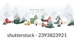Winter background vector. Hand painted watercolor drawing for Christmas and Happy New Year season. Background design for invitation, cards, social post, ad, cover, sale banner and invitation.