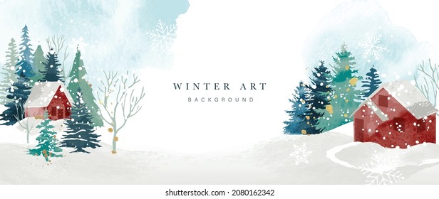Winter background vector  Hand painted watercolor drawing for Christmas    Happy New Year season  Background design for invitation  cards  social post  ad  cover  sale banner   invitation 
